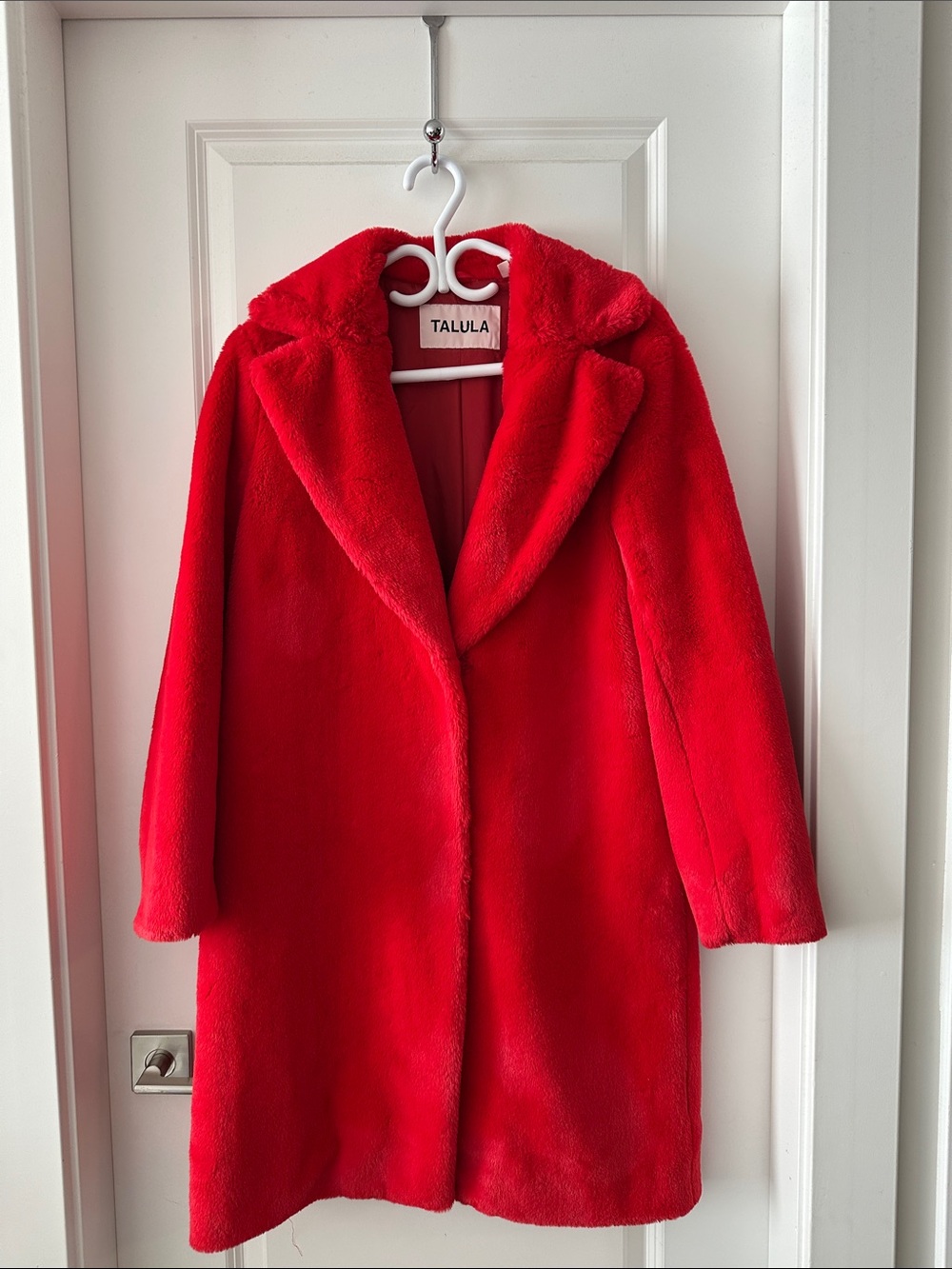Talula Vibrant Red Teddy Faux-Fur Coat